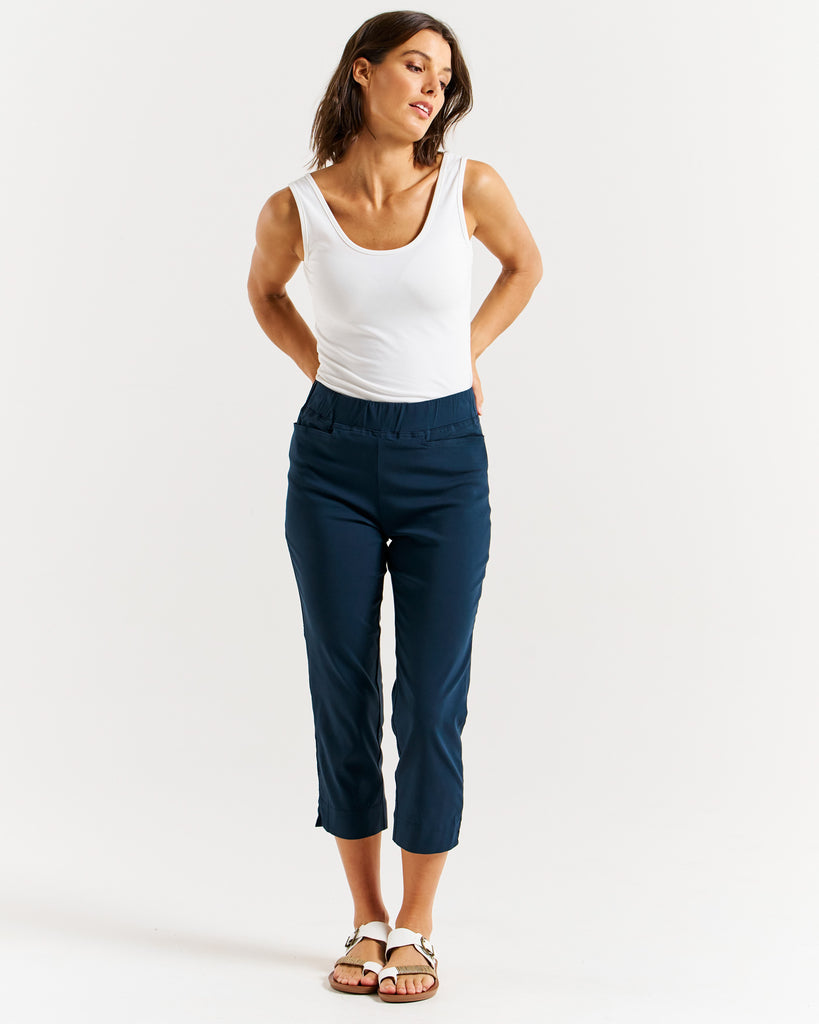 Crop Bengaline Pant Navy Bottoms Betty Basics   