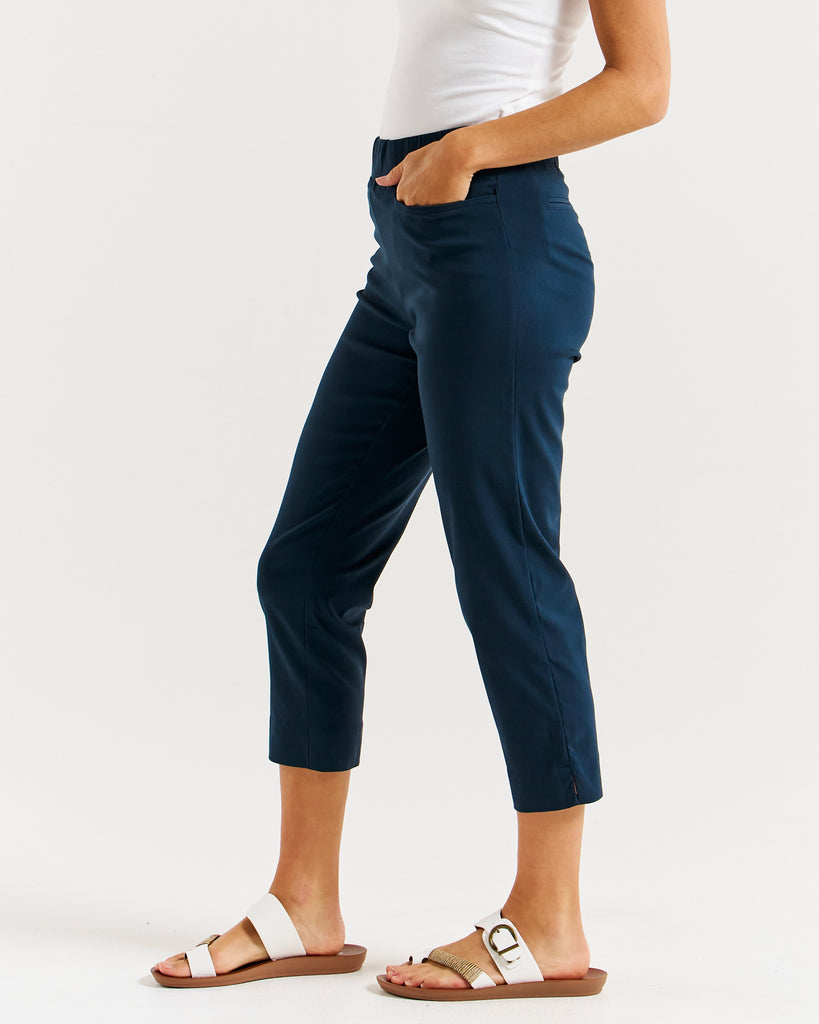 Crop Bengaline Pant Navy Bottoms Betty Basics   