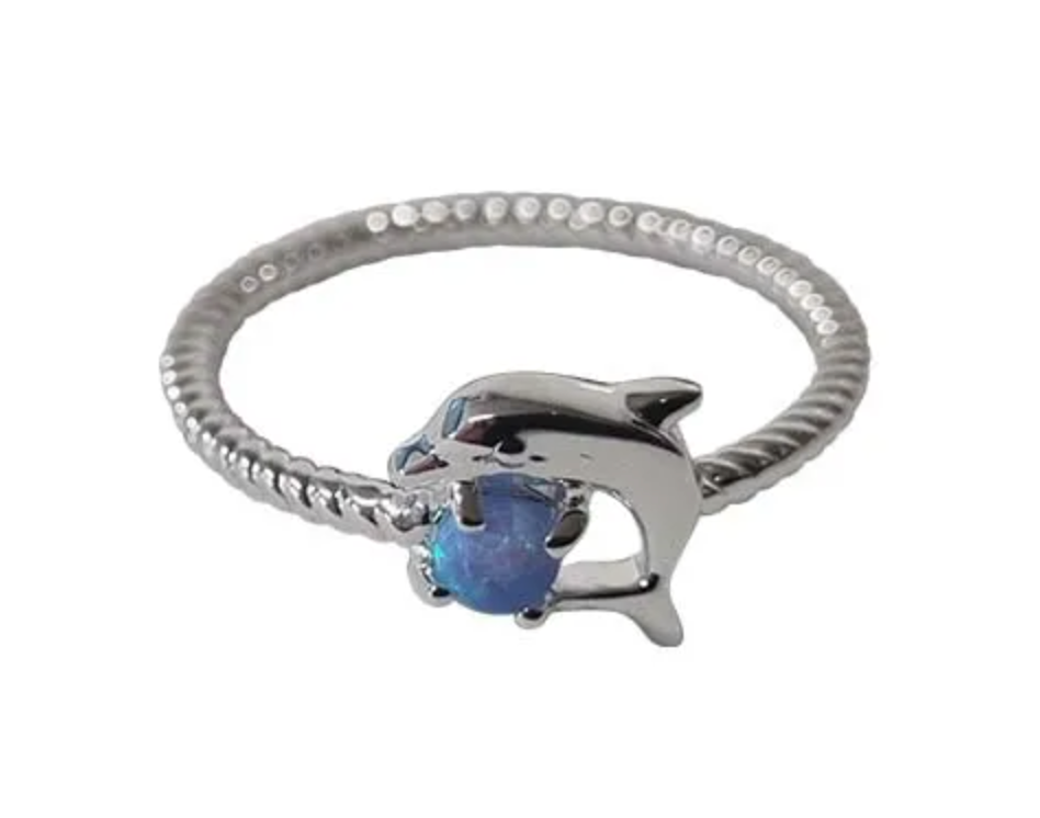 Dolphin Opal Twist Ring Silver/Blue Rings Fabienne 8