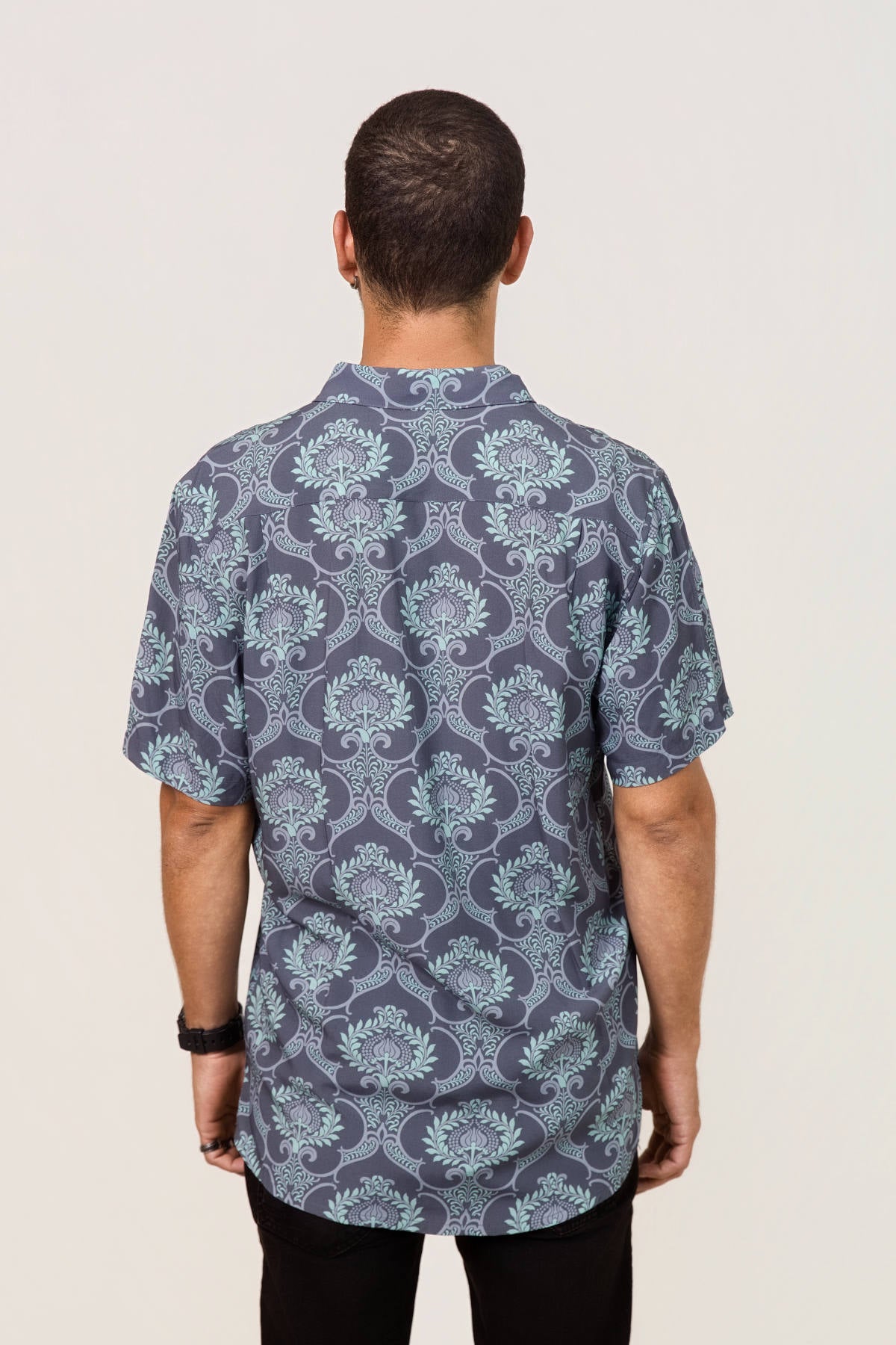 Damask Blue Vine Mens Shirt Mens Tops Skumi