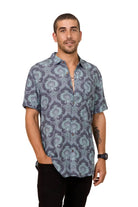 Damask Blue Vine Mens Shirt Mens Tops Skumi S