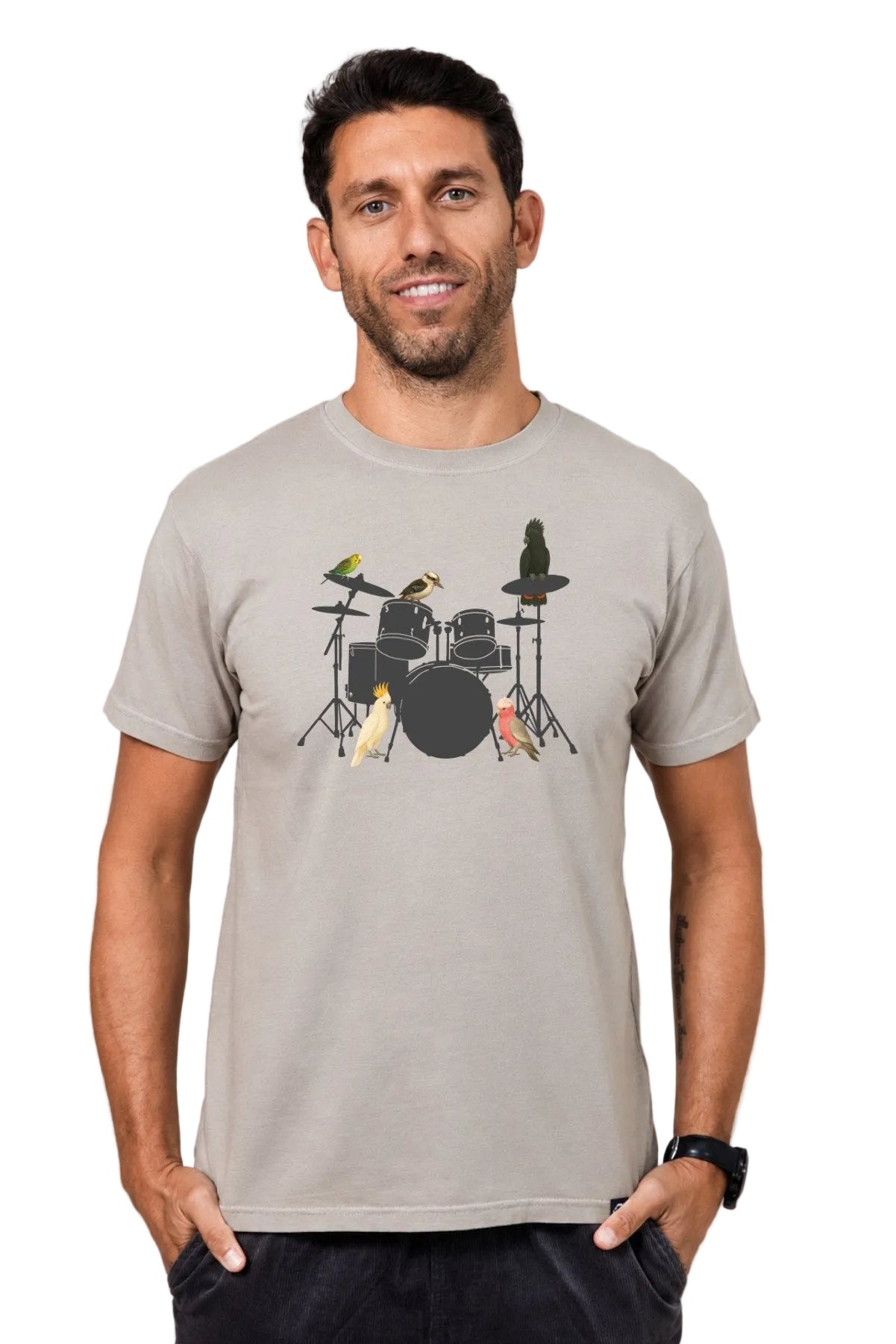 Drummer Birds Mushroom Mens T Shirt Mens Tops Skumi XS
