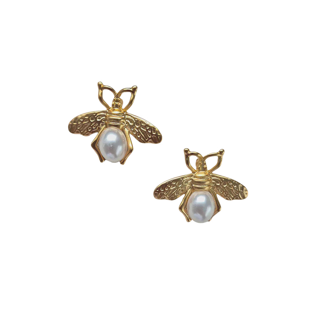 Pearl Bee Stud Earring E420545P Earrings Zoda