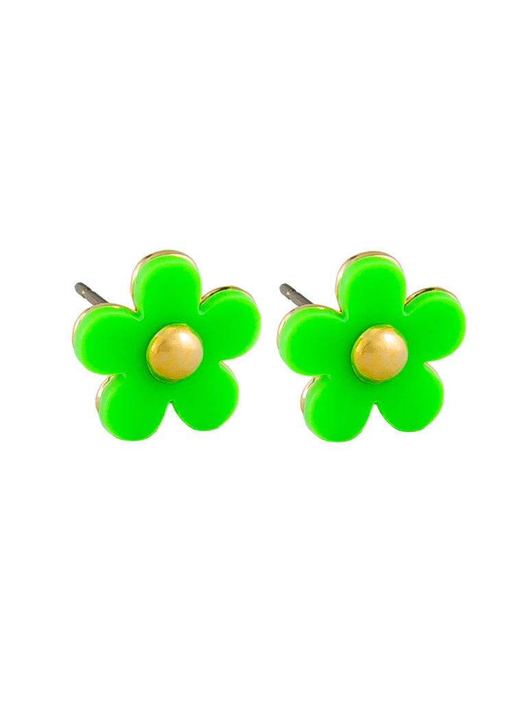 Green Flower Button Studs Earrings Tiger Tree   