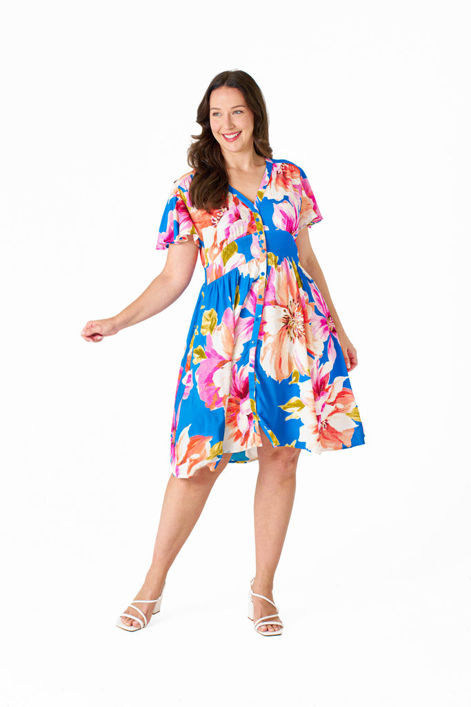 Ella Dress Blue Floral Dresses Boho S(8-10)