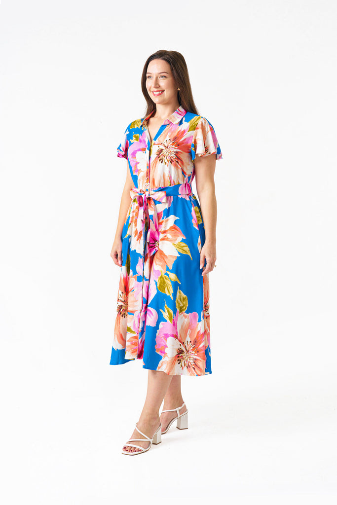 Ela Midi Dress Blue Floral Dresses Boho   