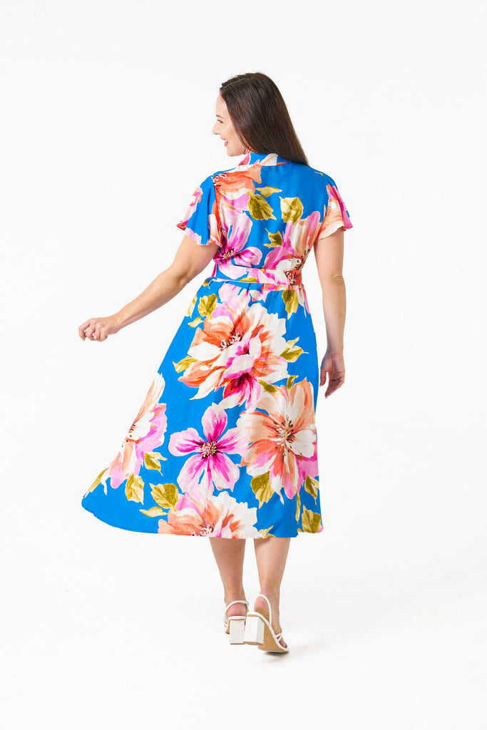 Ela Midi Dress Blue Floral Dresses Boho   