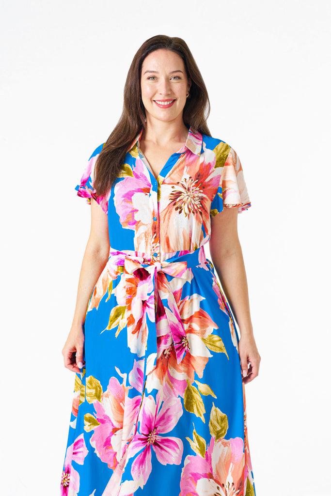 Ela Midi Dress Blue Floral Dresses Boho   