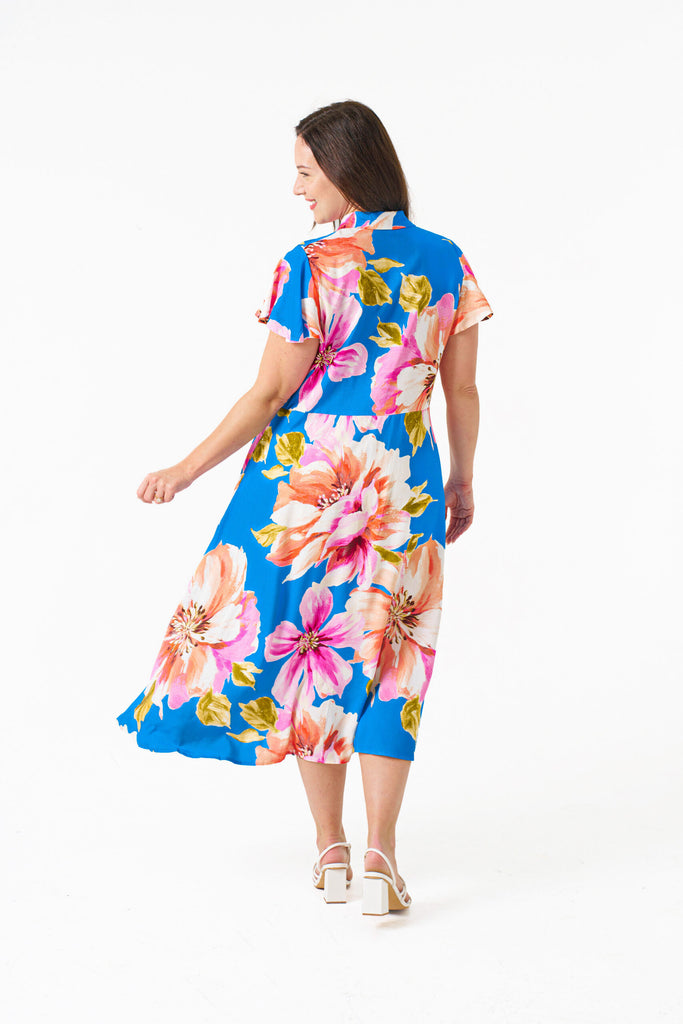 Ela Midi Dress Blue Floral Dresses Boho   