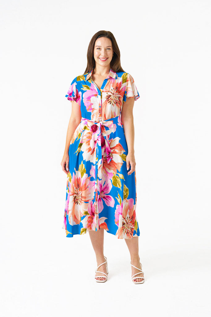 Ela Midi Dress Blue Floral Dresses Boho   