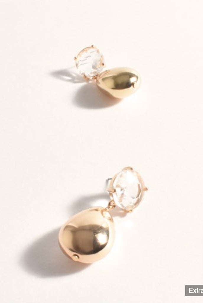 Stone Top Teardrop Earrings Crystal/Gold Earrings Adorne   