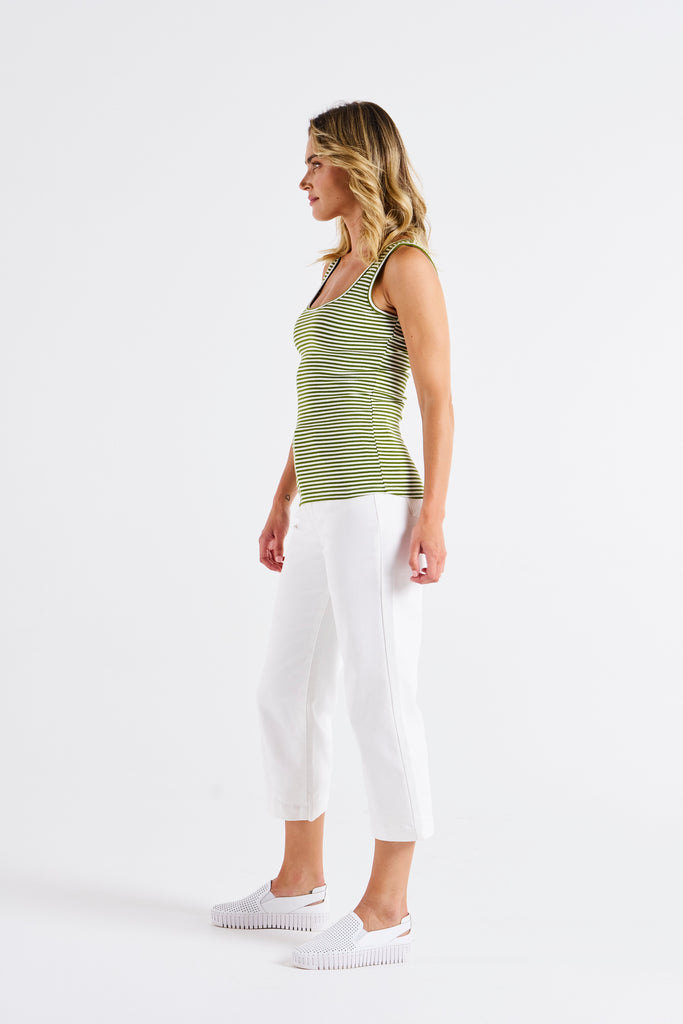 Emma Scoop Tank Avocado Stripe Tops Betty Basics   