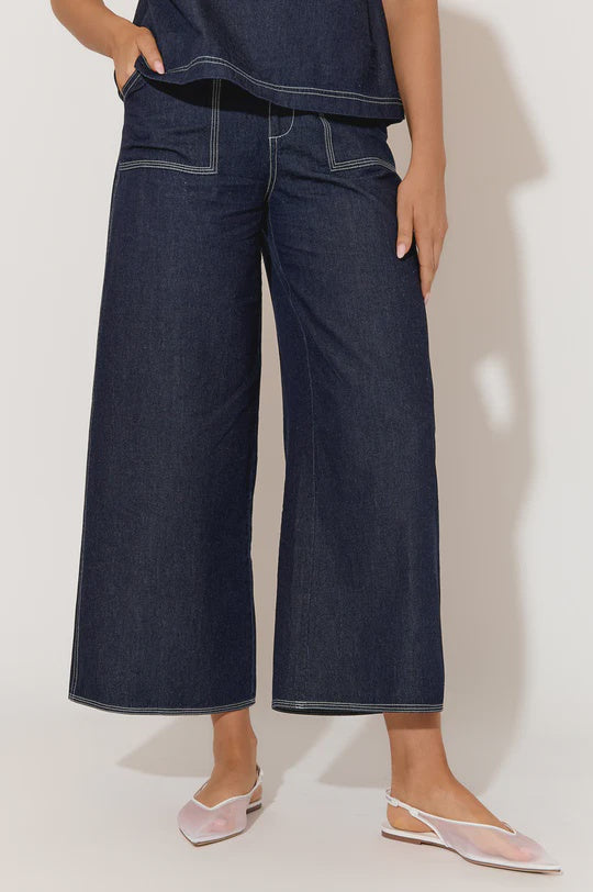 Emmie Contrast Stitch Denim Pant (Denim) Bottoms Adorne 8  