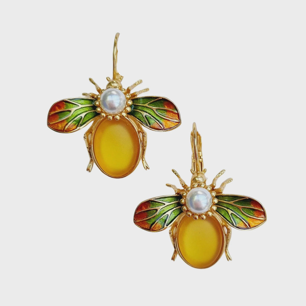 Enamel Bee Earring Yellow Earrings Zoda   