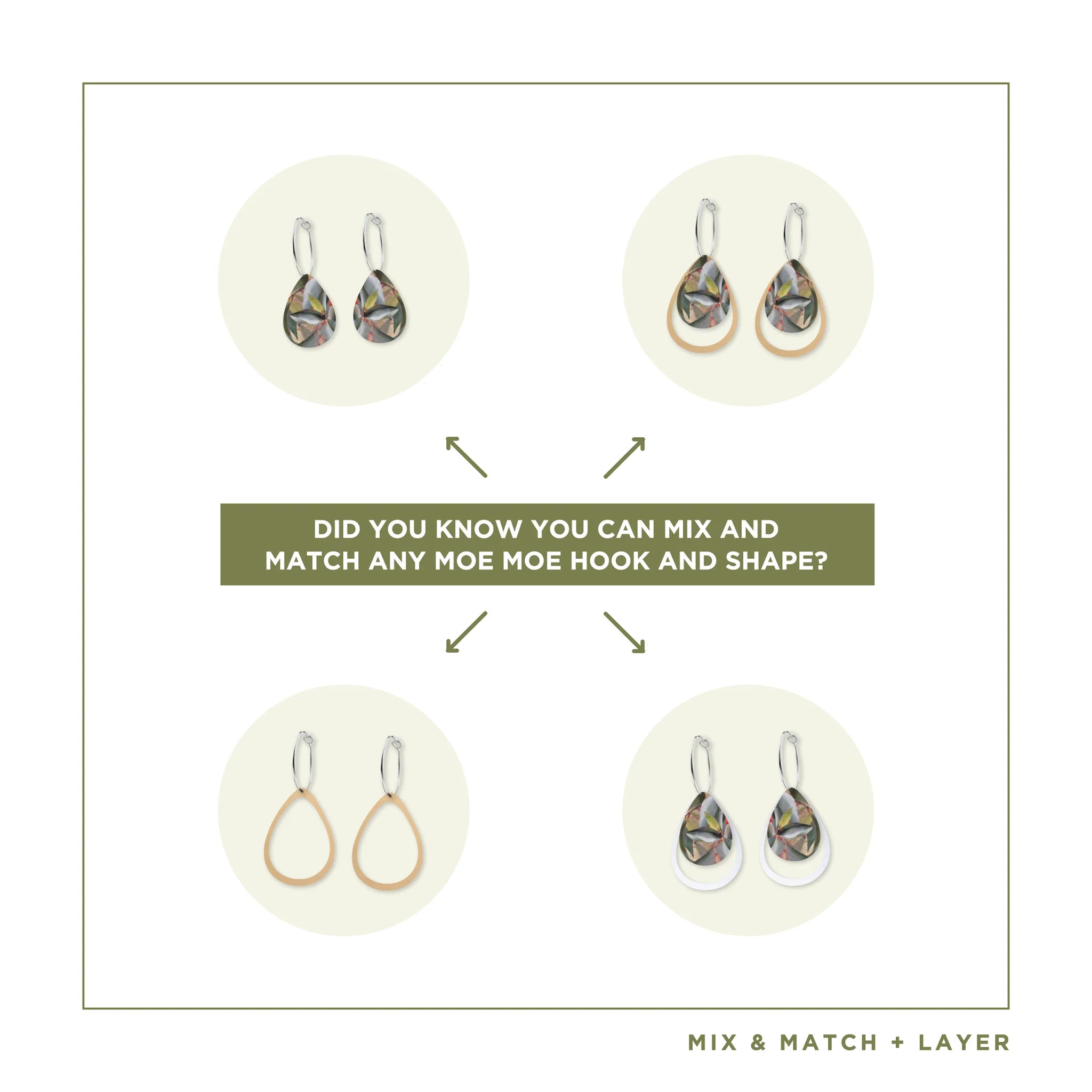 Eucalyptus Ellis Rowan Layered Iconic Outline Drop Earring Earrings Moe Moe