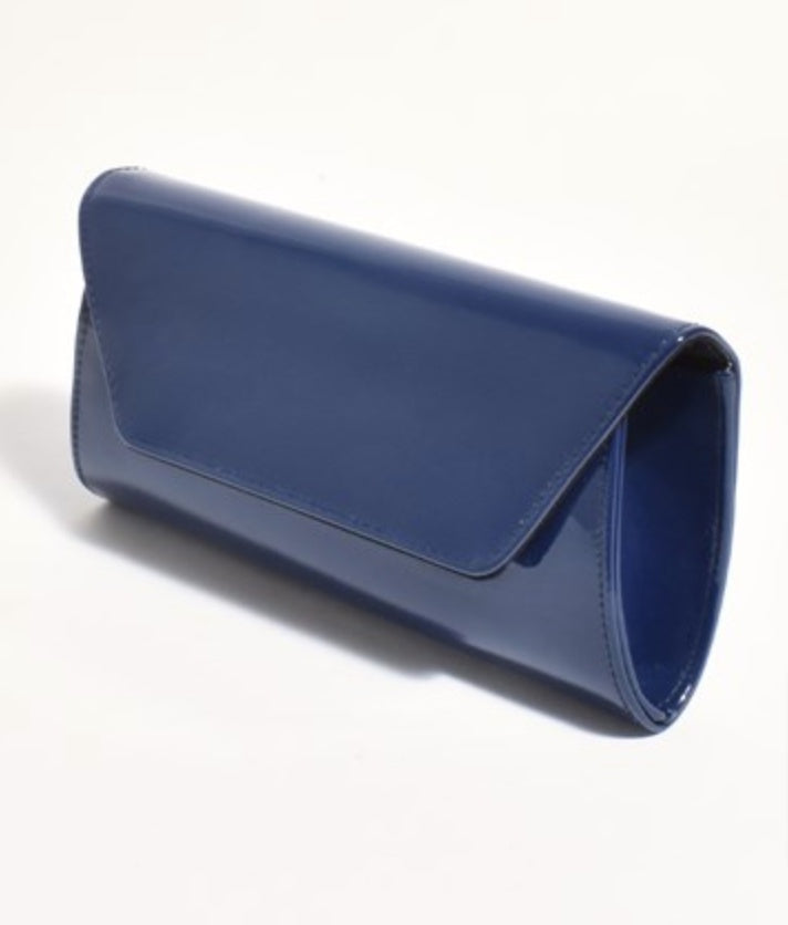 Suzie Gloss Fold Over Clutch Navy Bags and Purses Adorne   