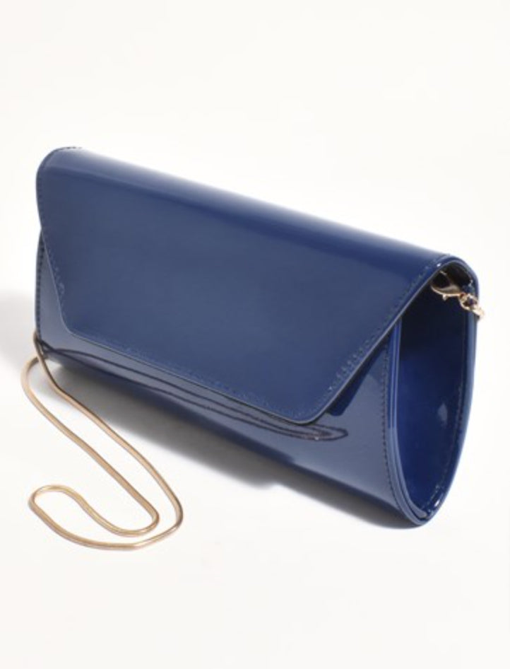 Suzie Gloss Fold Over Clutch Navy Bags and Purses Adorne   