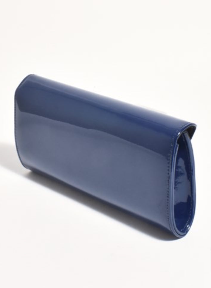 Suzie Gloss Fold Over Clutch Navy Bags and Purses Adorne   