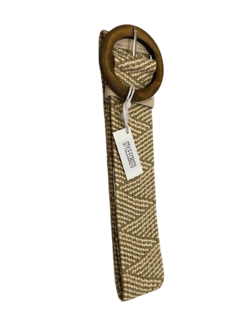 Evie Stretch Belt Striped Camel Belts Evie Clare