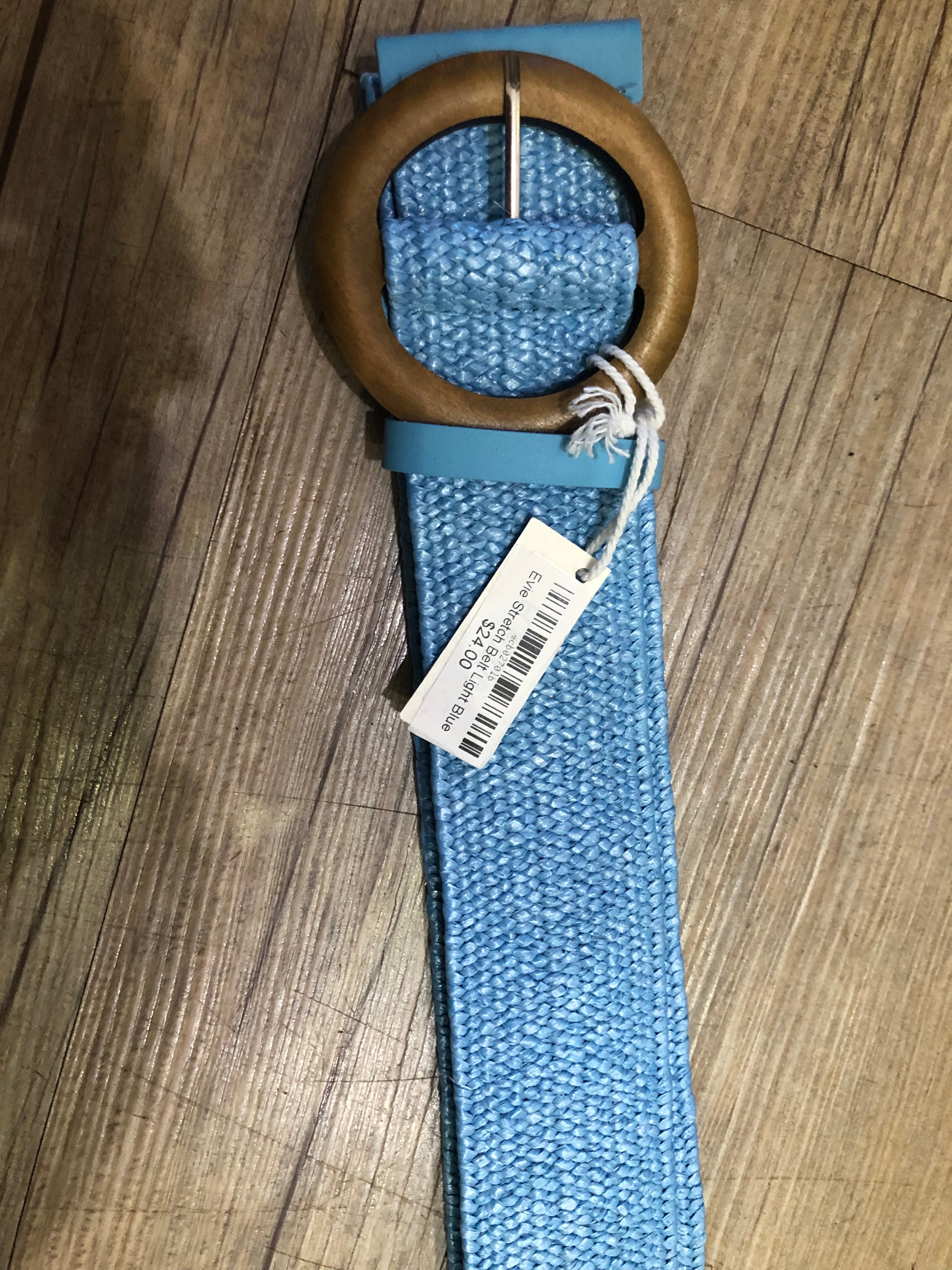 Evie Stretch Belt Light Blue Belts Evie Clare