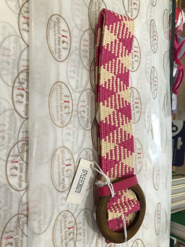 Evie Stretch Belt Striped Pink Belts Evie Clare