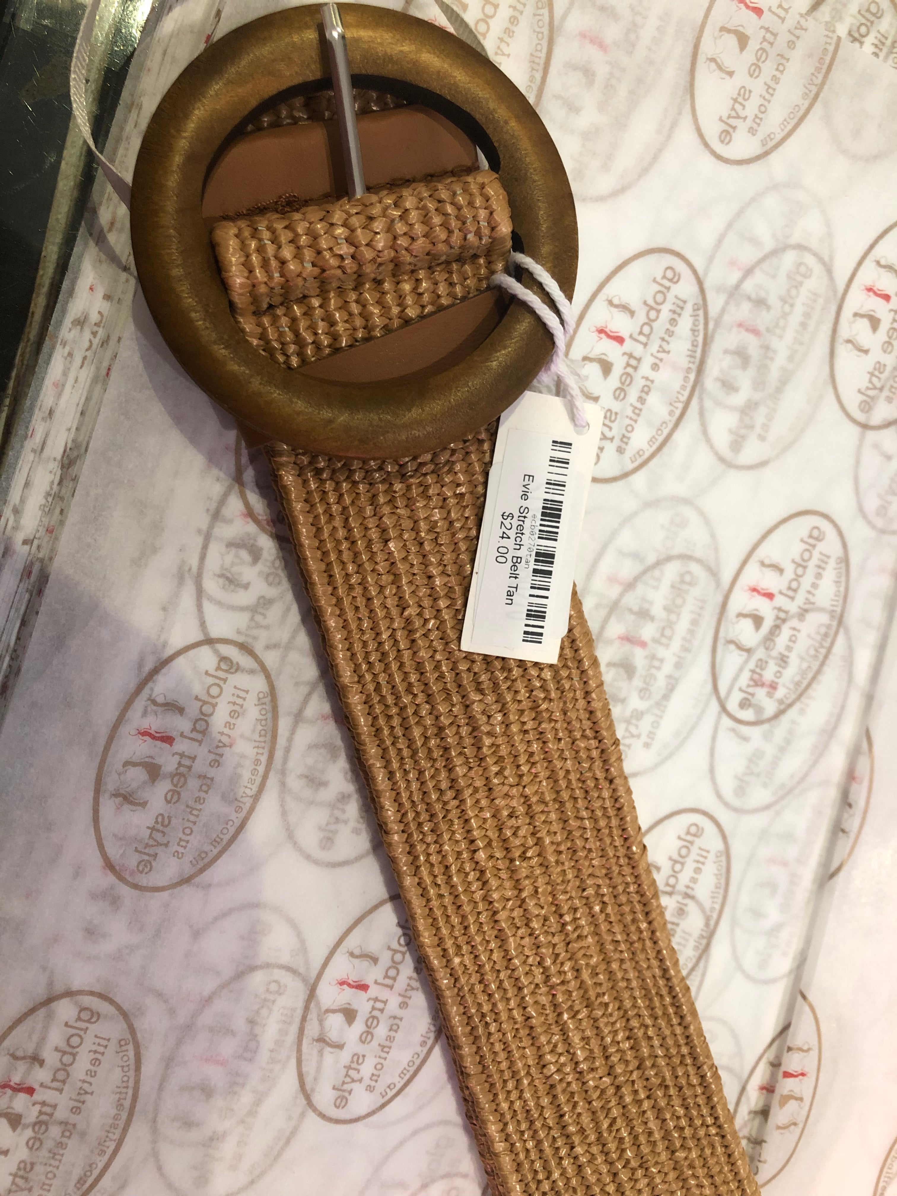 Evie Stretch Belt Tan Belts Evie Clare