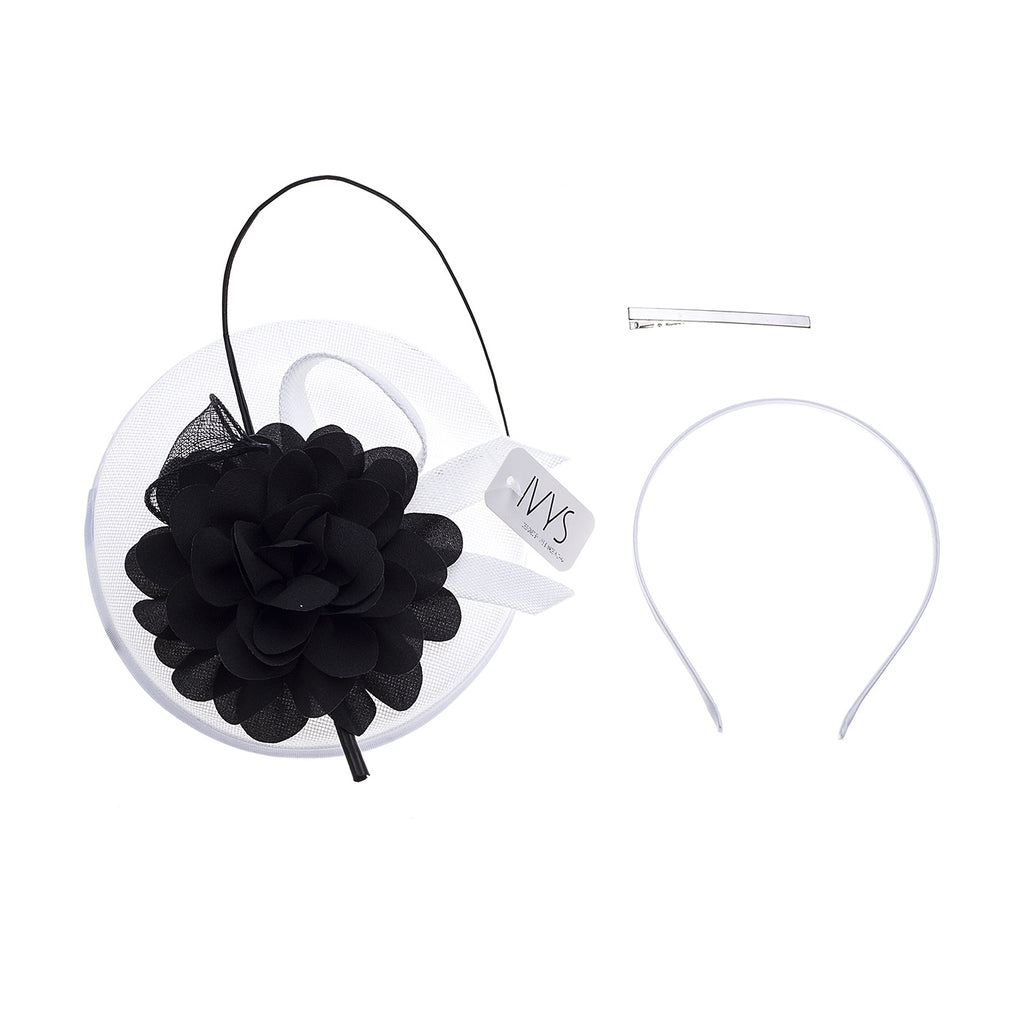 Fascinator Headband Clip White Black Hats & Millinery Ivys   