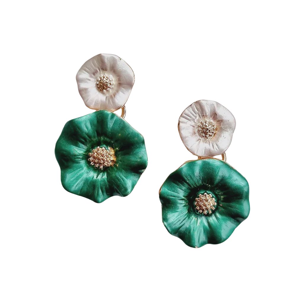 Floral Earring Green Earrings Not specified   