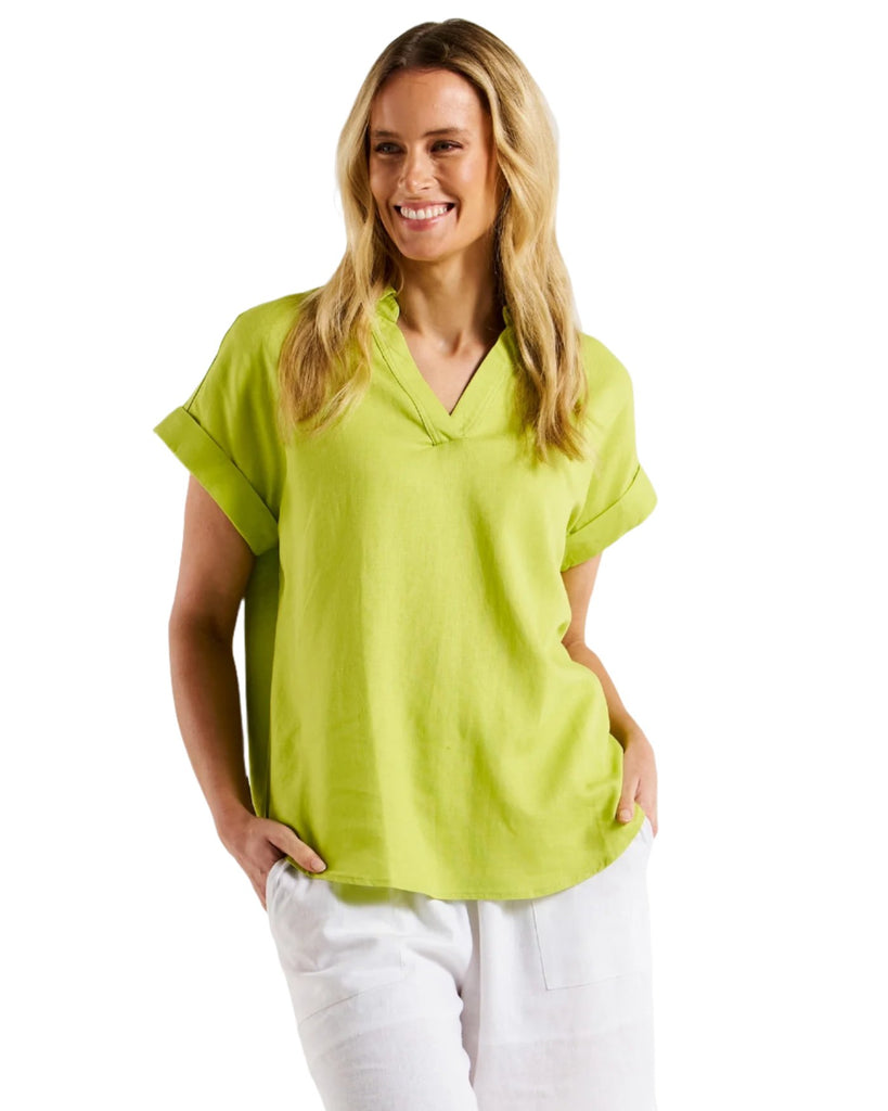 Flores Blouse Lime Green Tops Betty Basics 6  