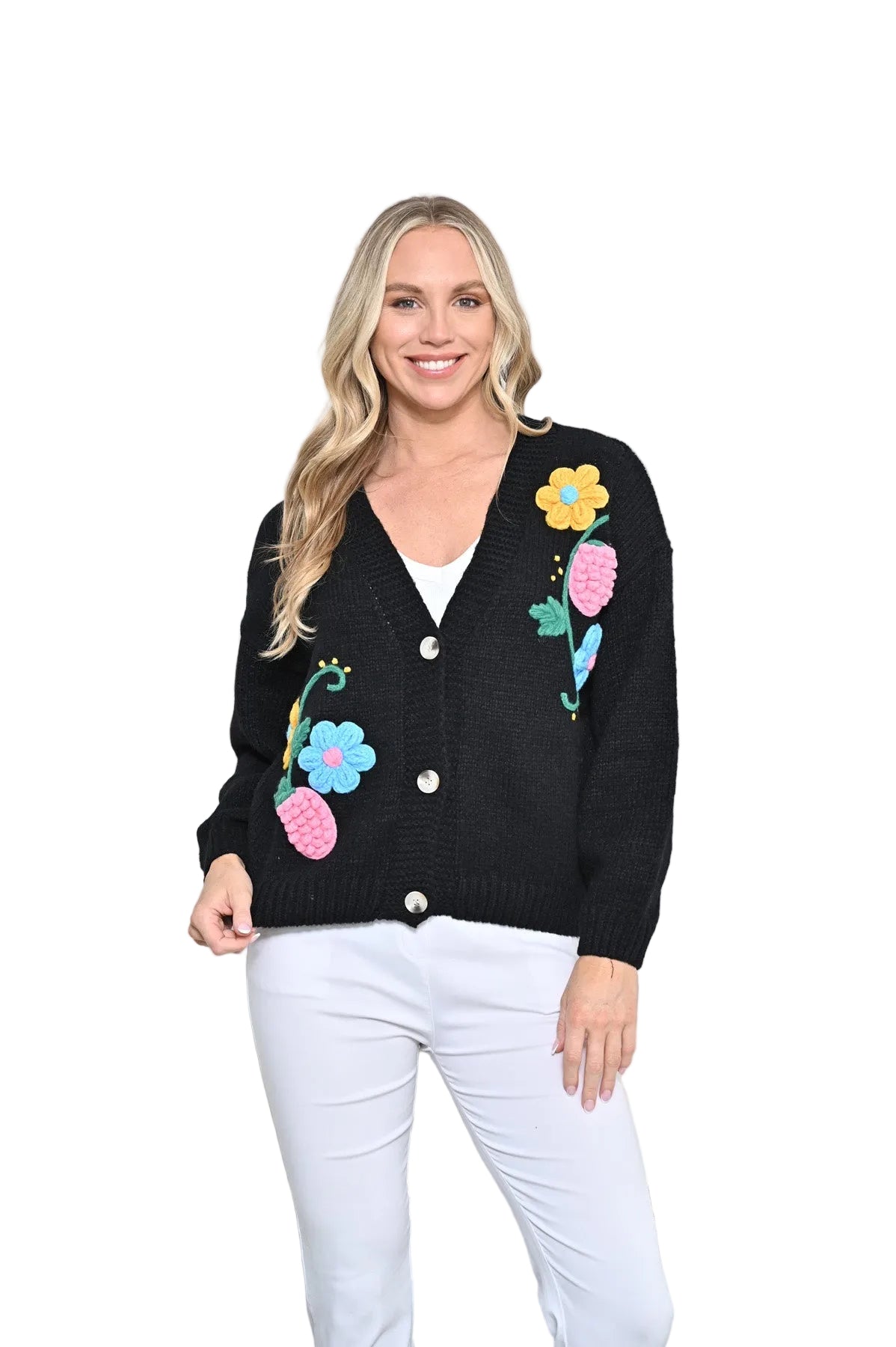 Flower Cardigan Black Jackets New u Collection SM(6-10)