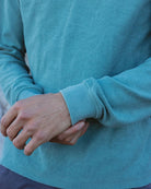 Faded Jade Green French Terry Ribbed Sweater Mens Tops Skumi