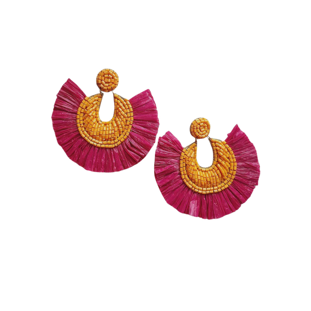 Raffia Earring GR6608PINK Earrings Zoda
