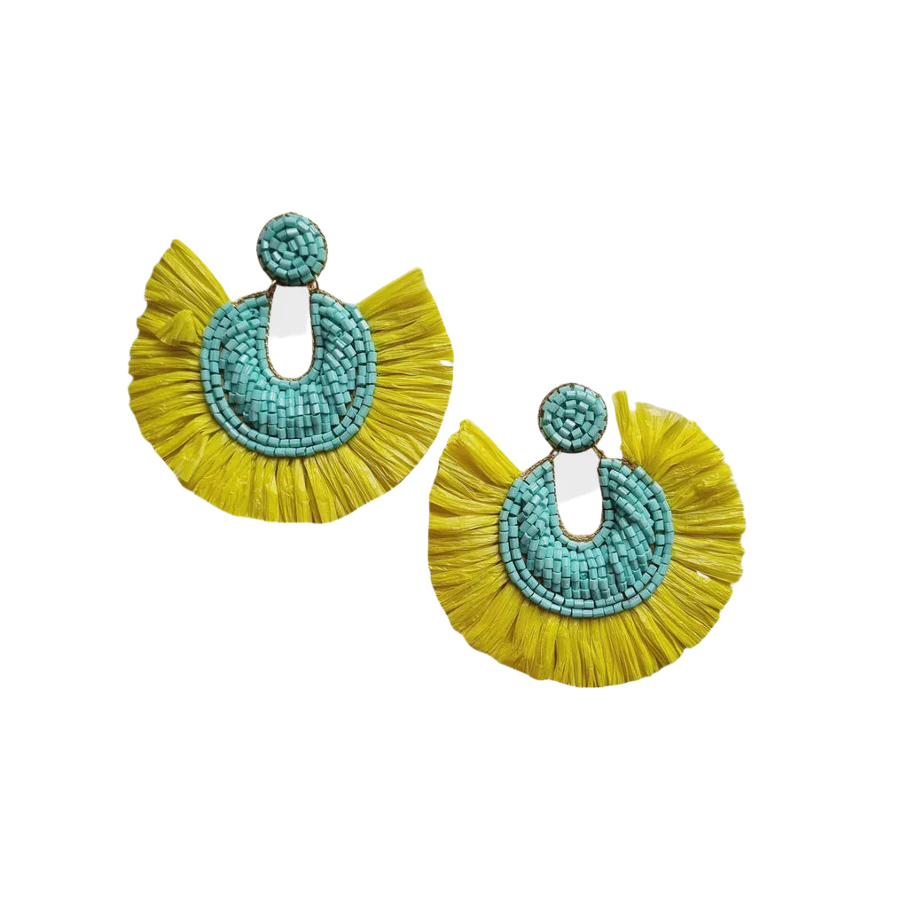 Raffia Earring GR6608GREEN Earrings Zoda