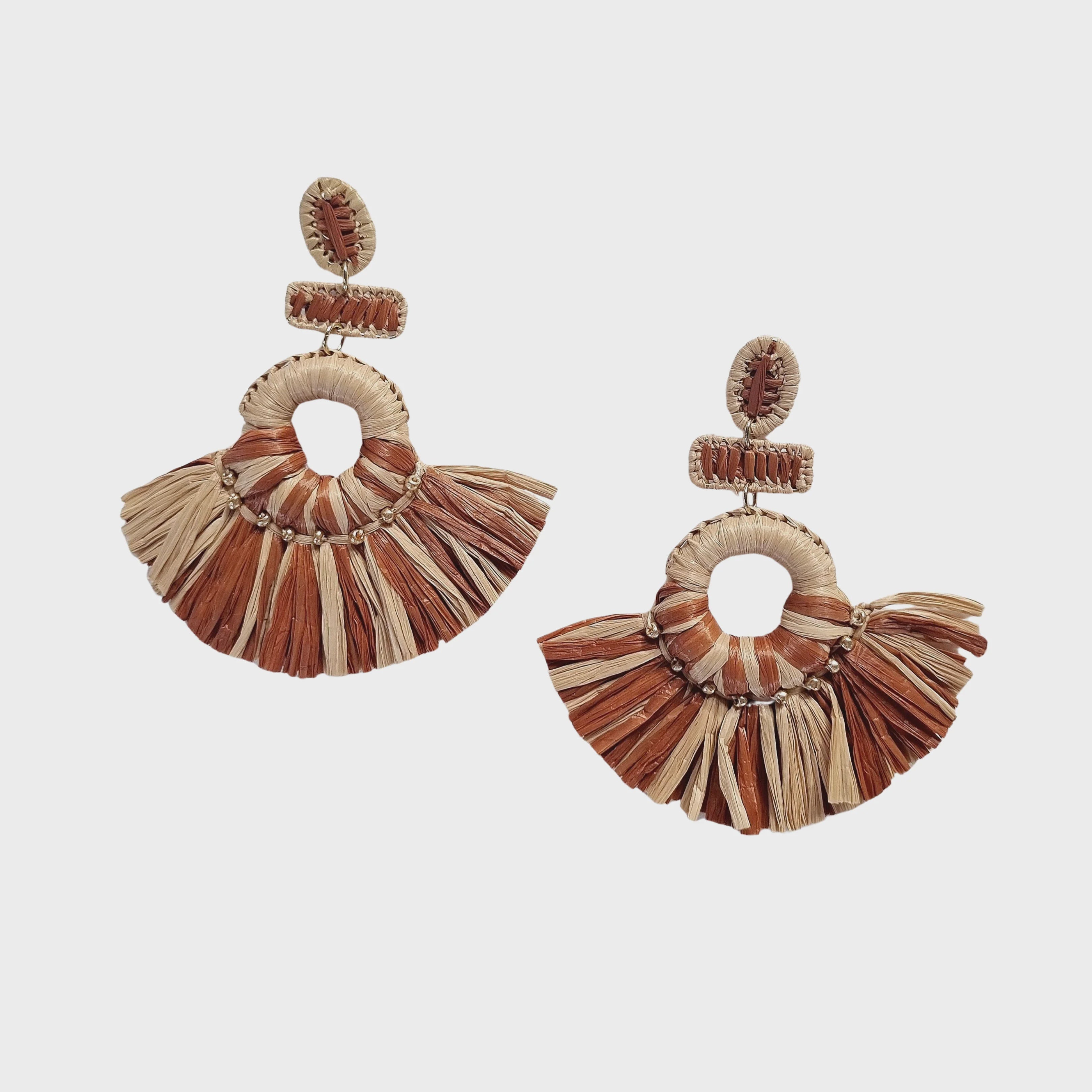 Raffia Earring GR6943NATURAL Earrings Zoda