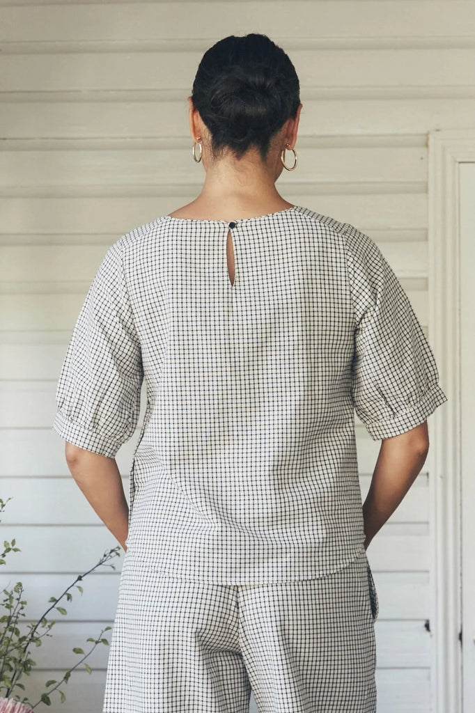 Gigi Top White Check Tops MahaShe