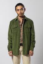 Corduroy Long Moss Green Shirt Mens Tops Skumi