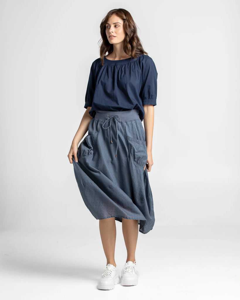 Guru Skirt Basic - Blue Chambray Skirts Boom Shankar   