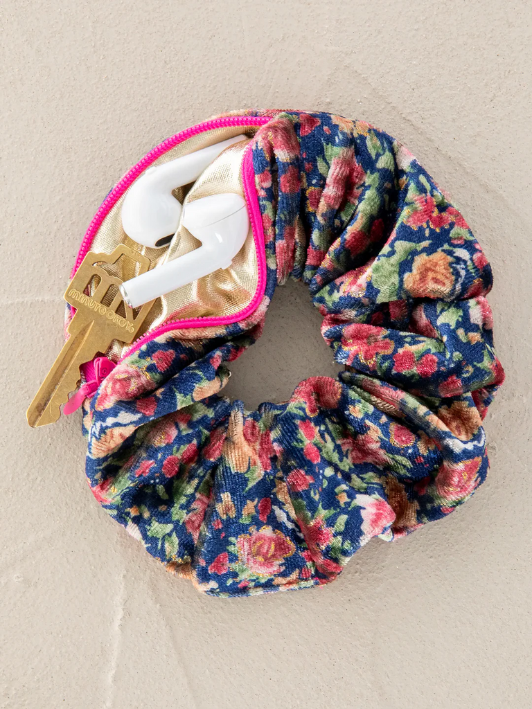 Hideaway Scrunchie Navy Pink Roses Bandeau Natural Life   