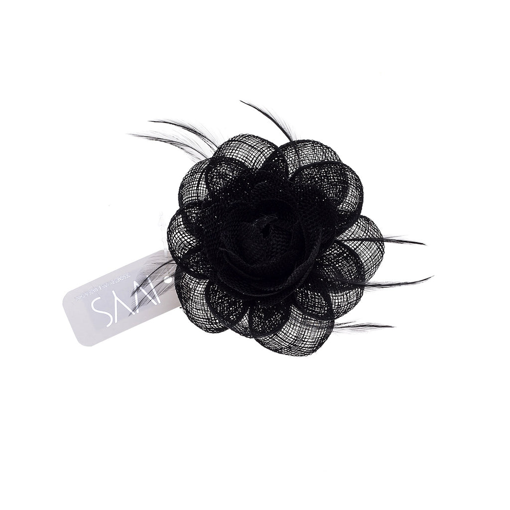 Hair Clip and Brooch Flower Black Hats & Millinery Ivys   