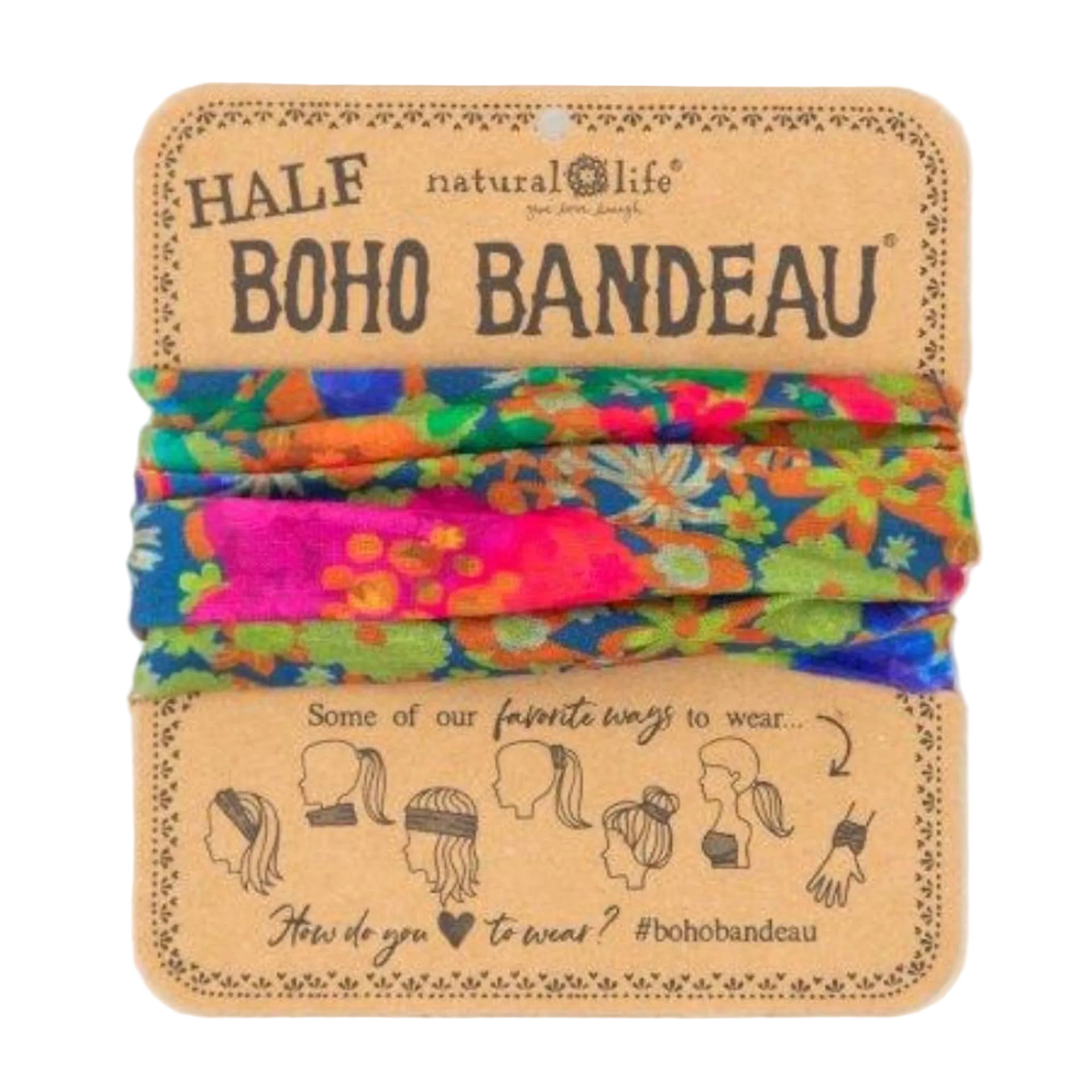 Boho Bandeau Half Blue/Pink Daisies Bandeau Natural Life