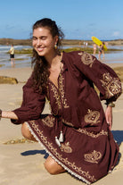 Molly Dress Bronte Embroidery Chocolate Dresses Naudic