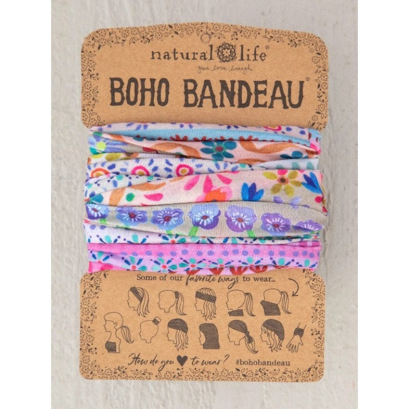 Boho Bandeau Full Headband Cream Border Bandeau Natural Life   