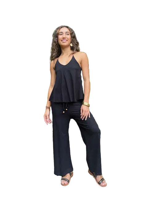 Flavia Pant Black - Linen Bottoms Coconinya XS
