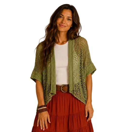 Popcorn Knit Cardy/Shrug Apple Green Tops Ombak