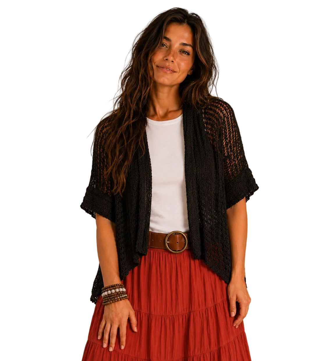 Popcorn Knit Cardy/Shrug Black Tops Ombak