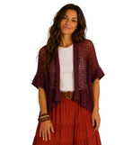 Popcorn Knit Cardy/Shrug Chocolate Tops Ombak