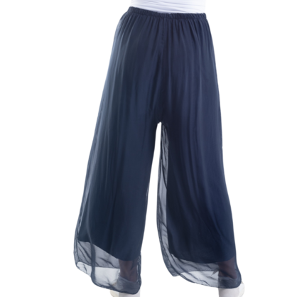 Italian Silk Pant Blue/Navy Bottoms Vera May   