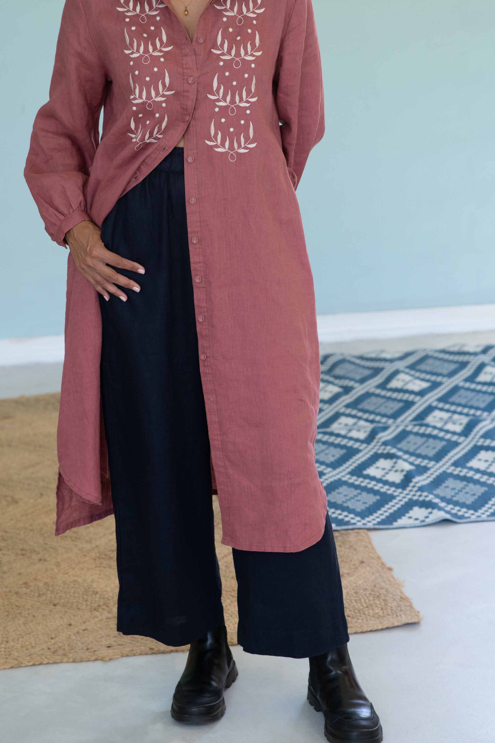 Ivy Linen Dress Rosewood Dresses Lazybones