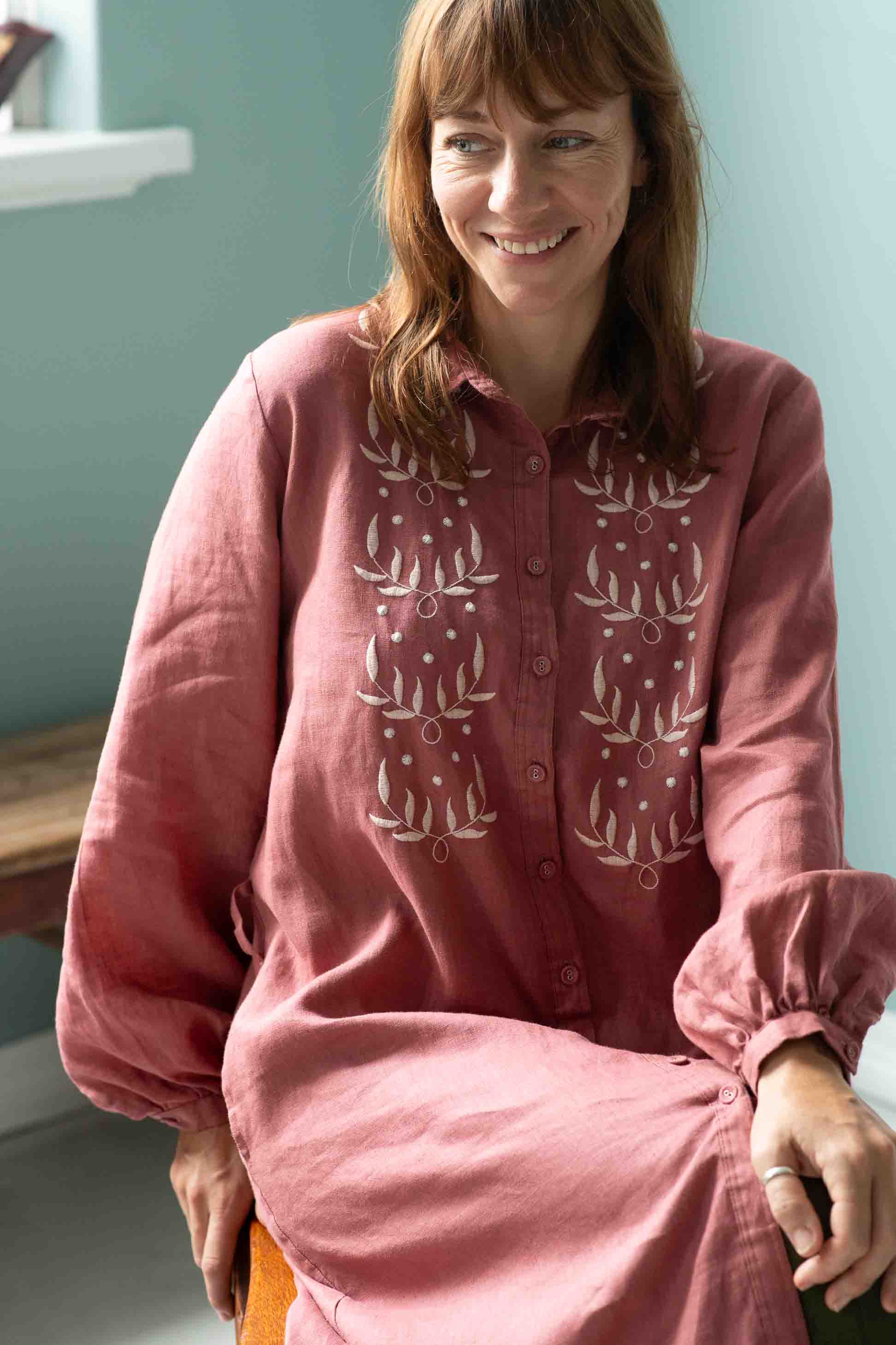 Ivy Linen Dress Rosewood Dresses Lazybones