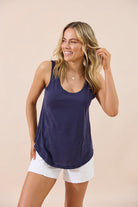 Ava Relaxed Tank Navy Tops Jovie The Label